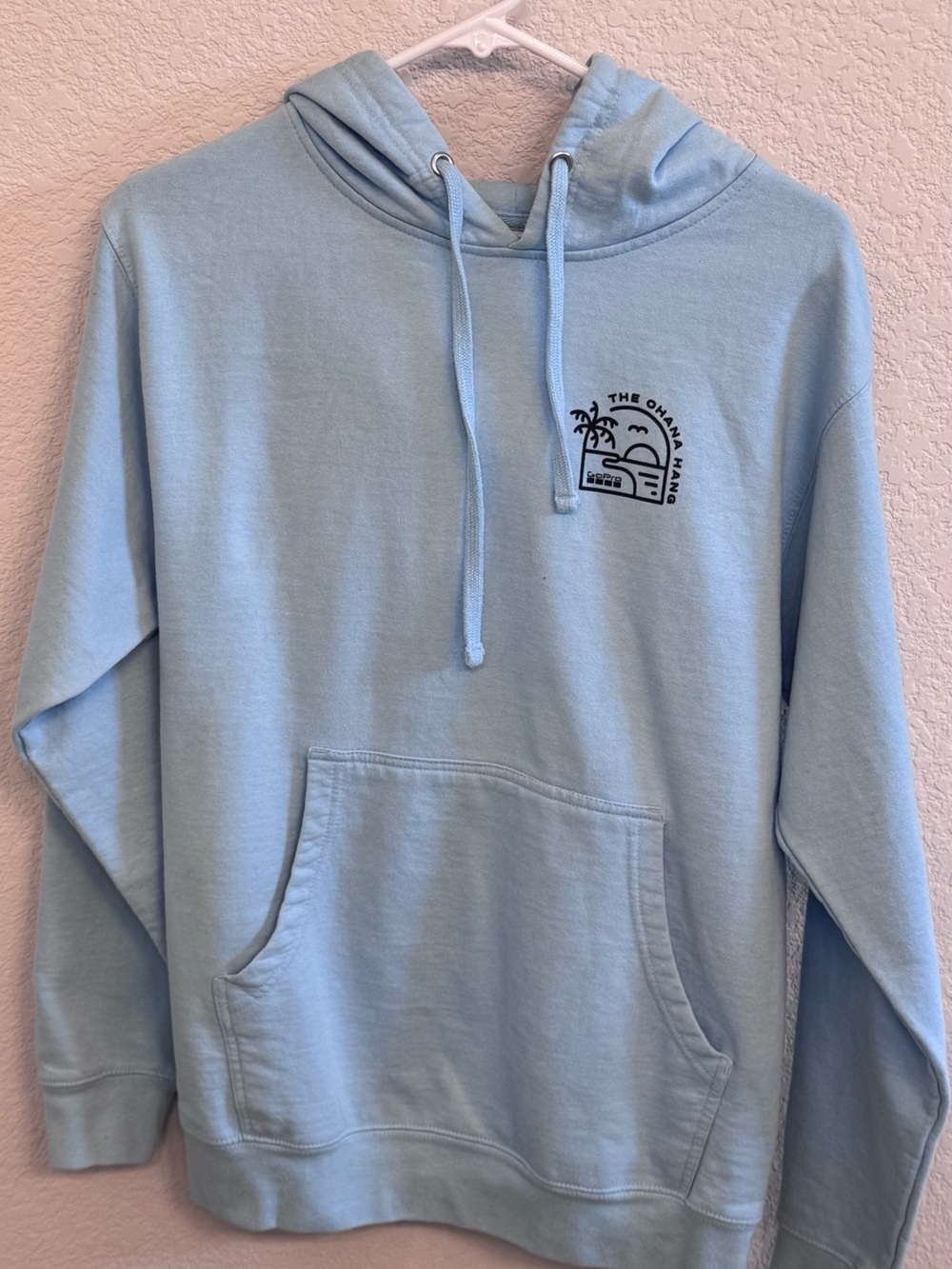 GoPro Light Blue Hoodie with Black Palm Sunset Graphic